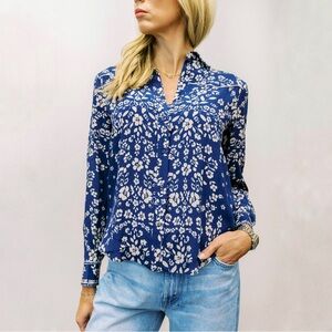 Gliner Farrar Florence Mystic Meadow Blouse in Blue Size Medium